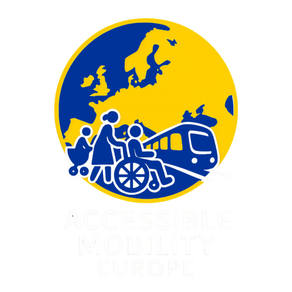 Logo Accessible Mobility Europe en blanc